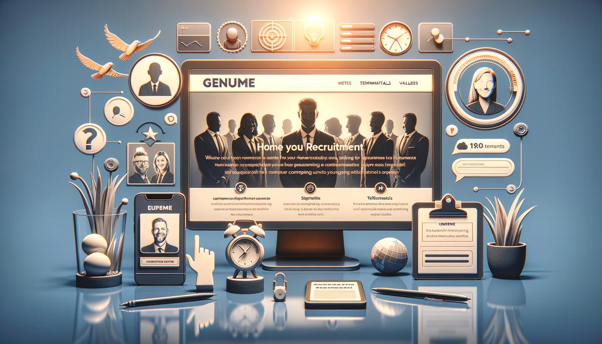A realistic image of a recruitment website design with engaging content and interactive elements